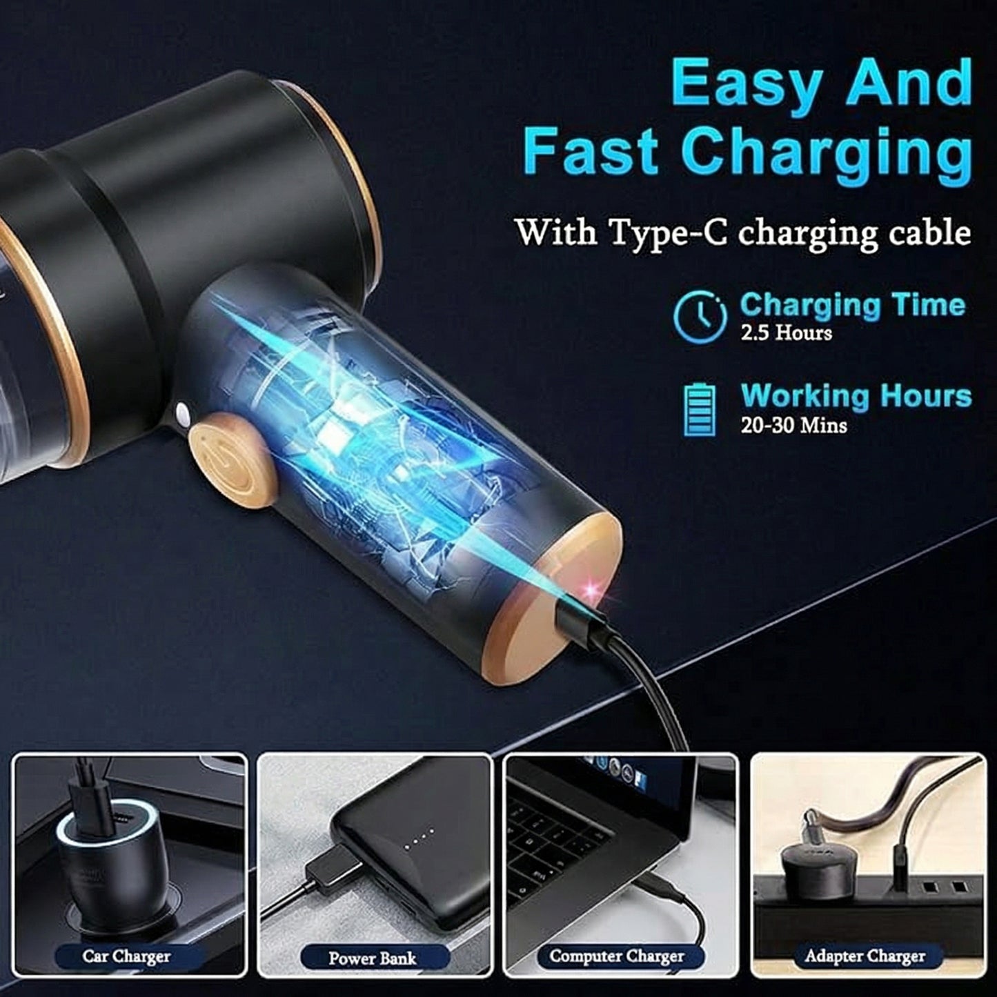 3 In 1 Integrated Suction And Blowing Vacuum Combination Vacuum Cleaner USB Charging Small Car Household Vacuum Cleaner
